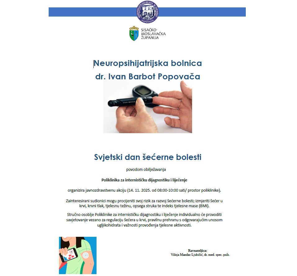Poziv na obilježavanje Svjetskog dana šećerne bolesti